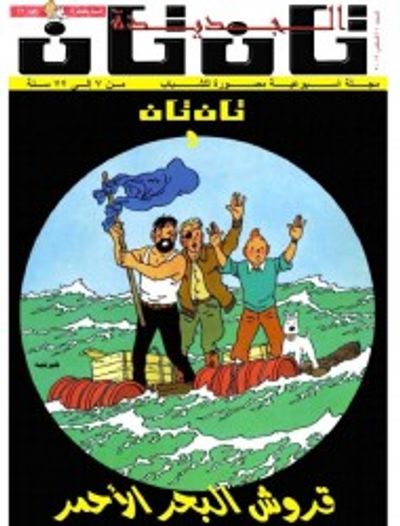 غلاف كتاب تان تان وقروش البحر الأحمر